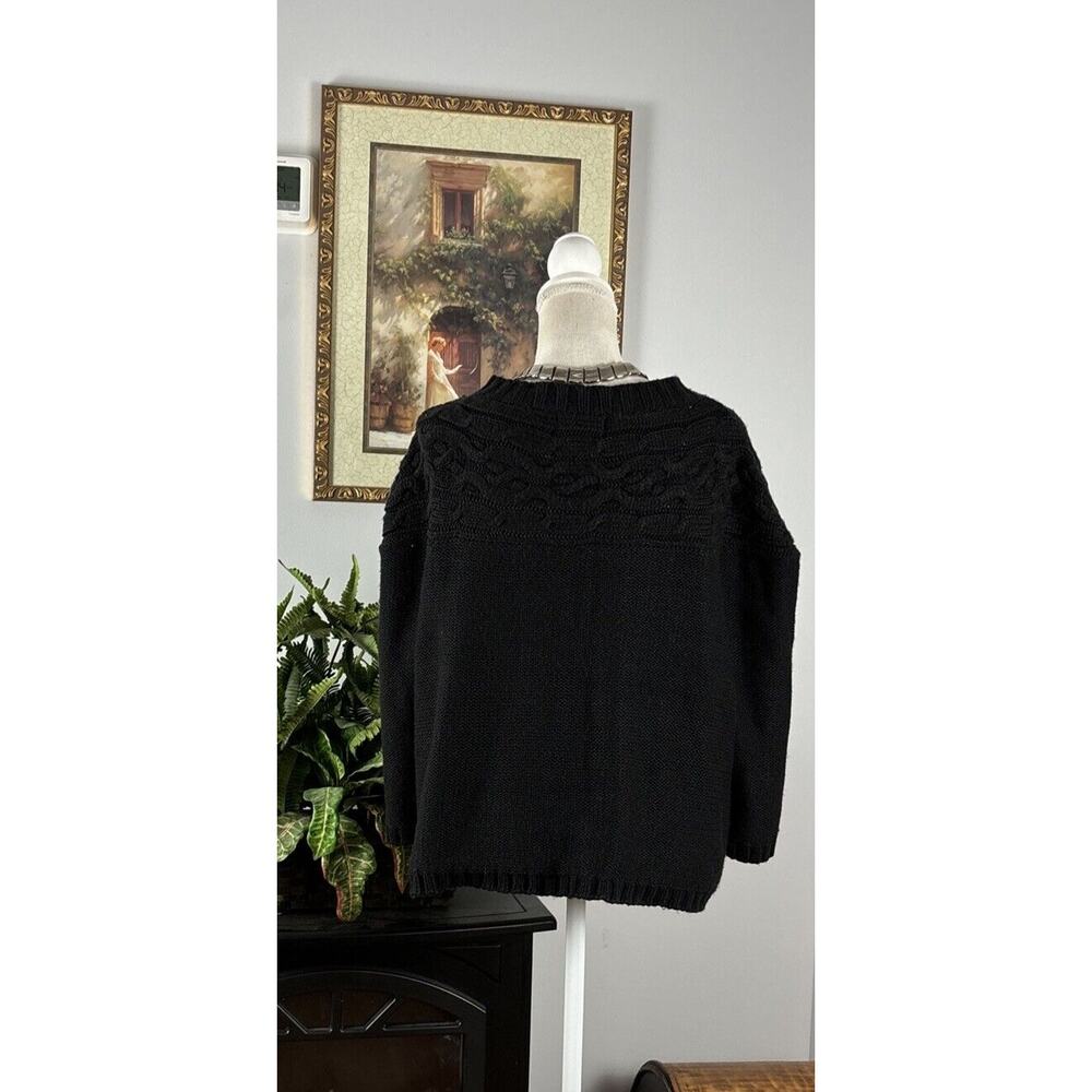 St. John’s Bay Women 3/4 Sleeve Knit Cardigan Sweater XL Black 3 Button Open - Picture 3 of 9